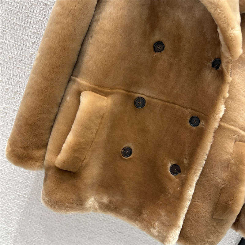 M1um1u double-breasted short and medium fur coat