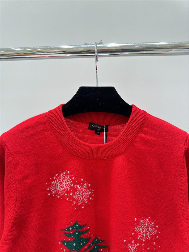 Ch**el christmas jacquard knitted sweater red