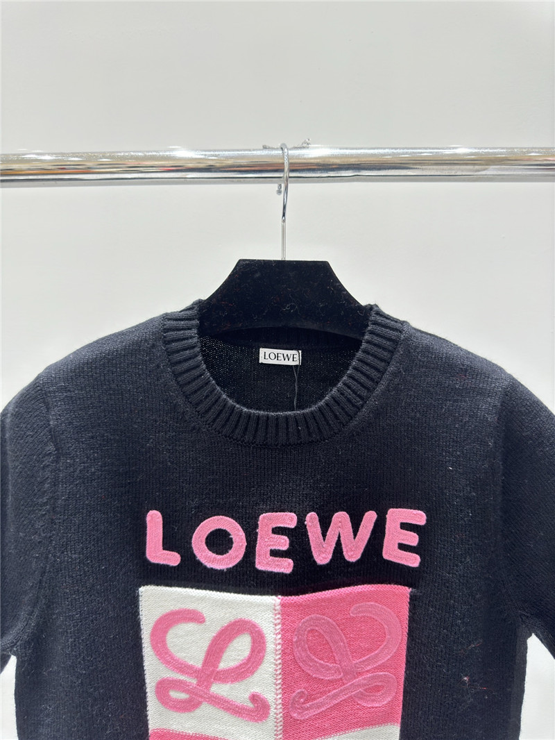 L0ew* logo knitted short sweater in navy
