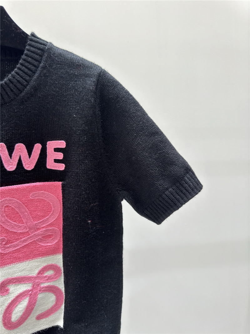 L0ew* logo knitted short sweater in navy