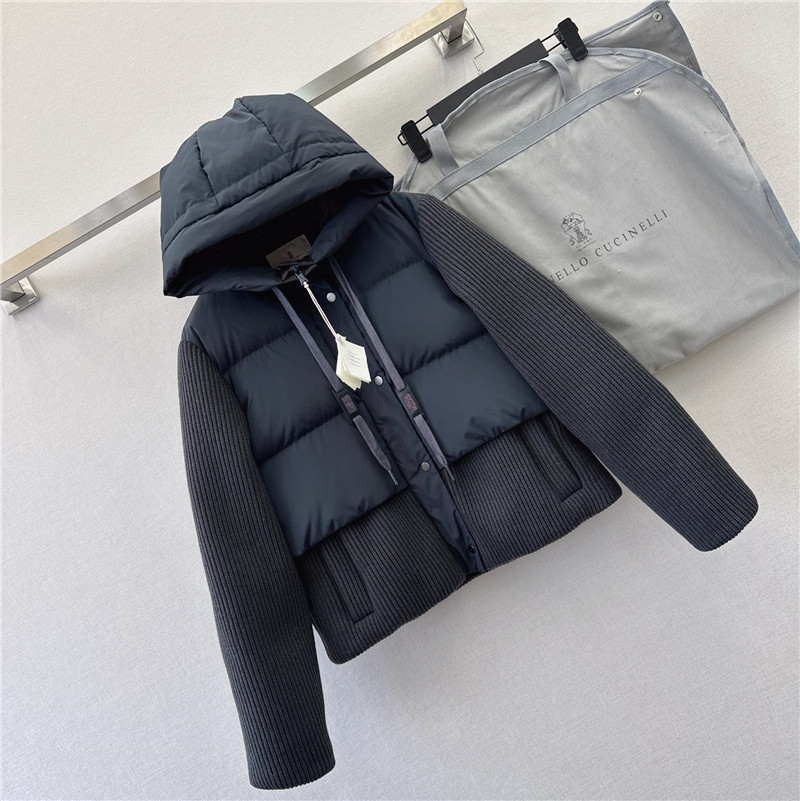 BC cashmere and wool patchwork bread down jacket