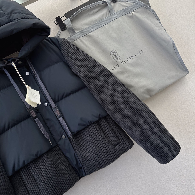 BC cashmere and wool patchwork bread down jacket