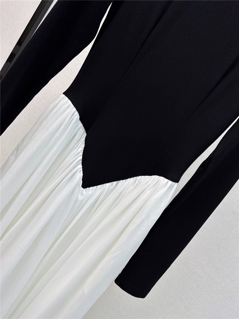 Ch**el black and white patchwork turtleneck maxi dress