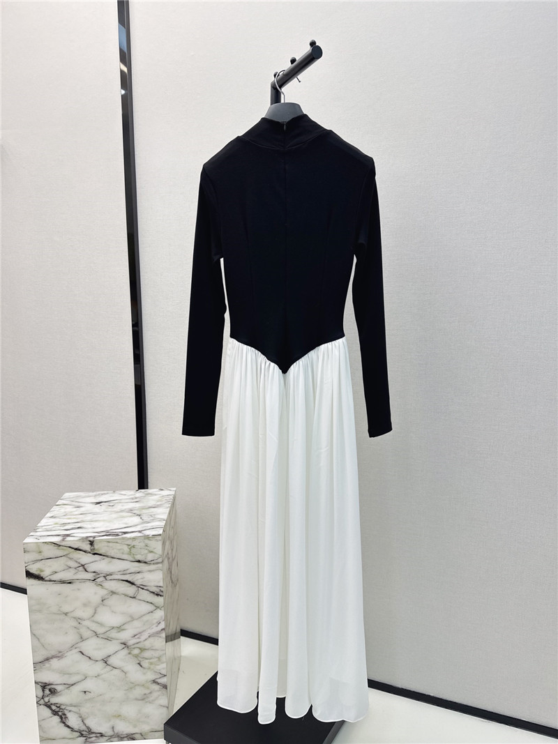 Ch**el black and white patchwork turtleneck maxi dress