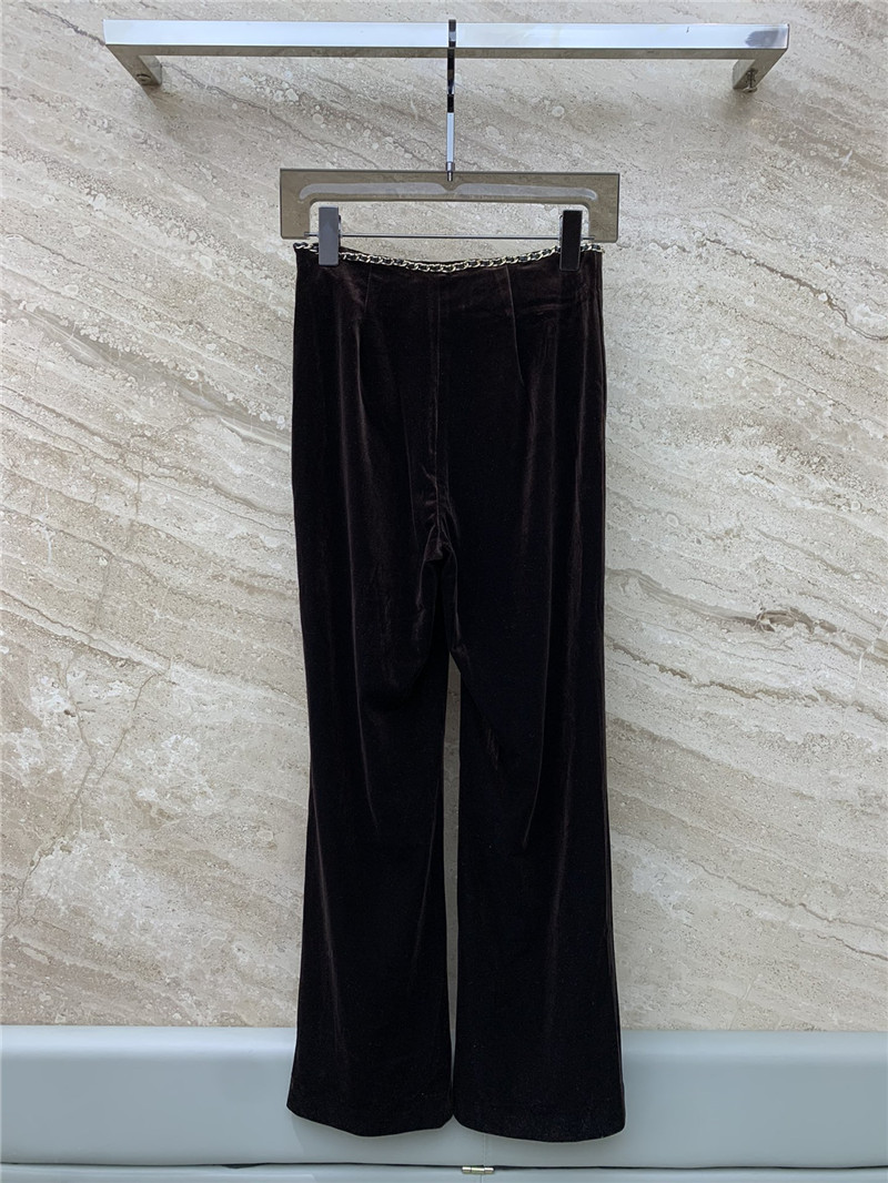 Ch**el gold velvet chain wide leg pants