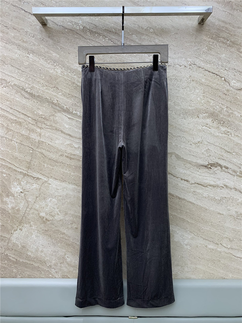 Ch**el gold velvet chain wide leg pants