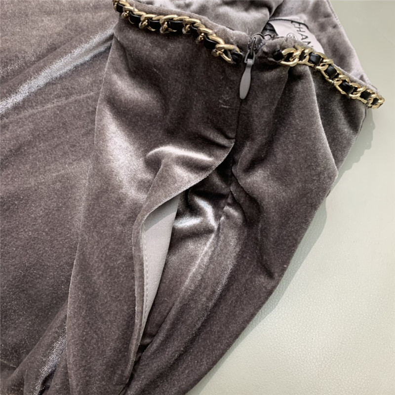 Ch**el gold velvet chain wide leg pants