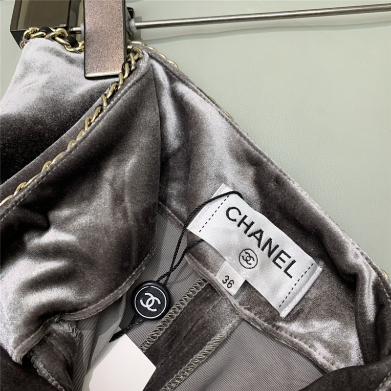 Ch**el gold velvet chain wide leg pants