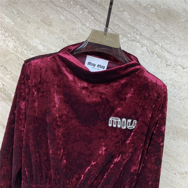 M1um1u micro high collar drawstring waist short dress