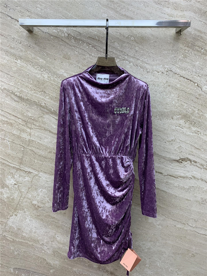 M1um1u micro high collar drawstring waist short dress