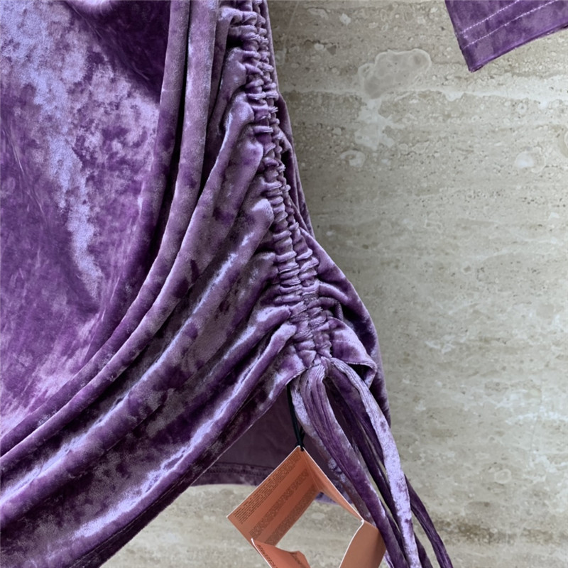 M1um1u micro high collar drawstring waist short dress