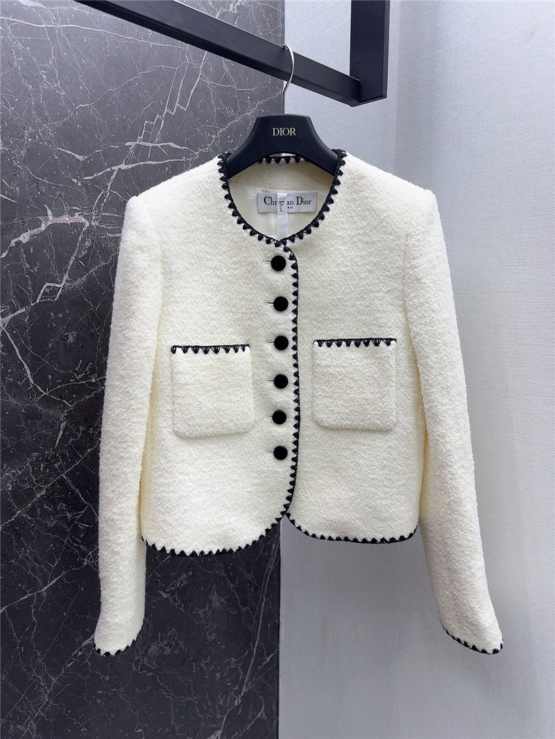 D10r wool jacket with contrast embroidered trim