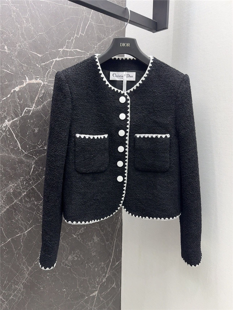 D10r wool jacket with contrast embroidered trim