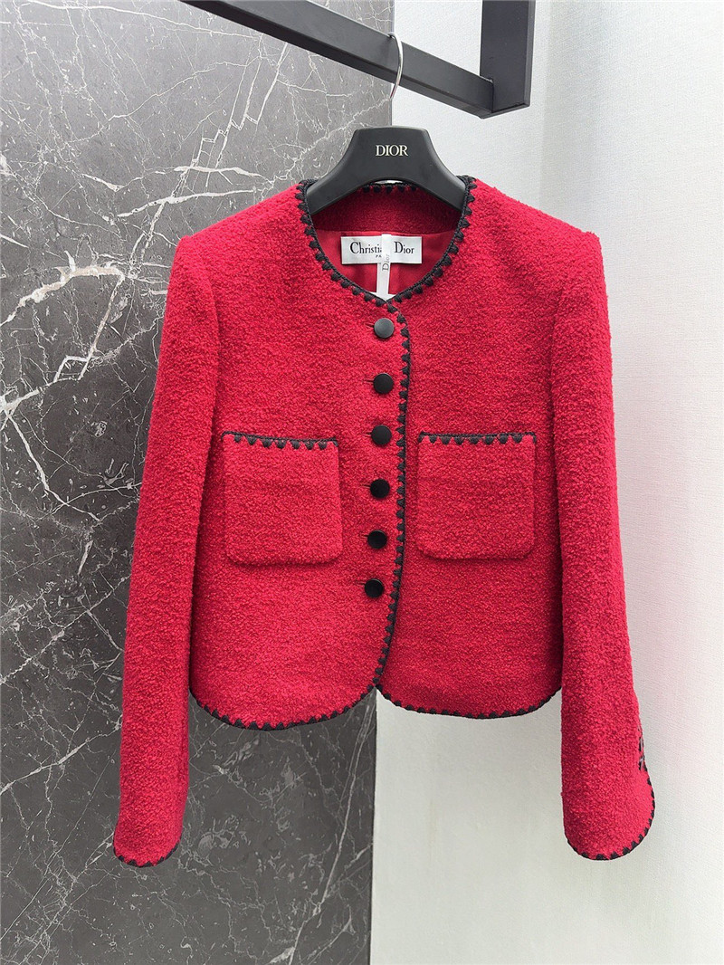 D10r wool jacket with contrast embroidered trim