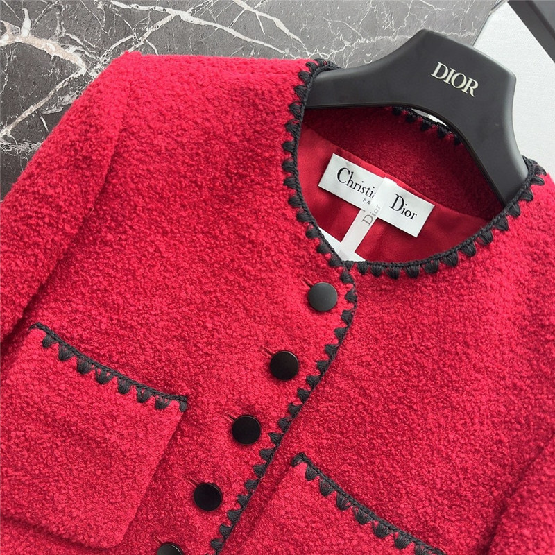 D10r wool jacket with contrast embroidered trim