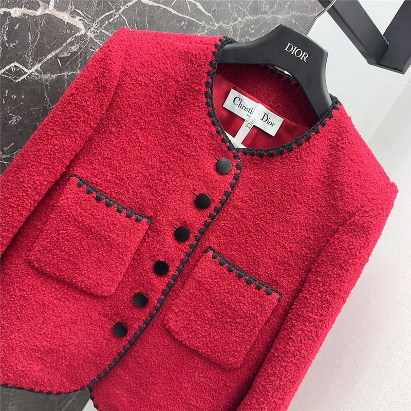 D10r wool jacket with contrast embroidered trim