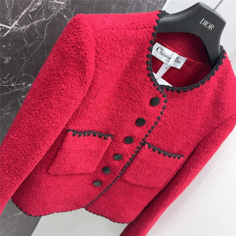 D10r wool jacket with contrast embroidered trim