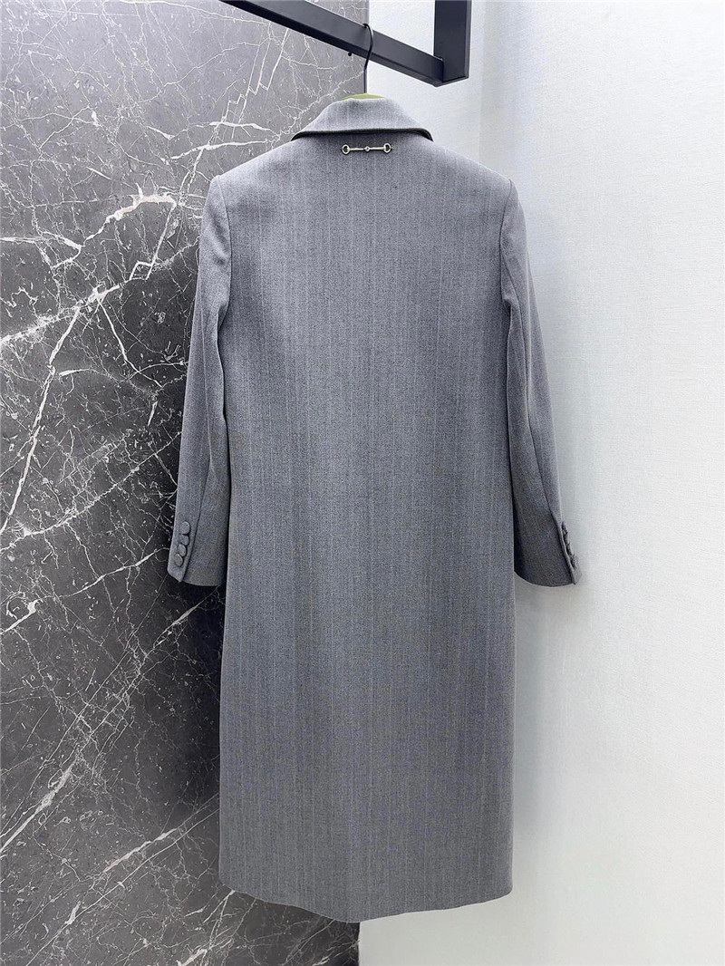 Gvc*1 premium gray dark plaid double breasted long coat