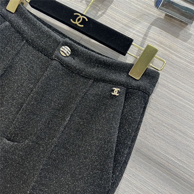 Ch**el metallic starry black skinny pants