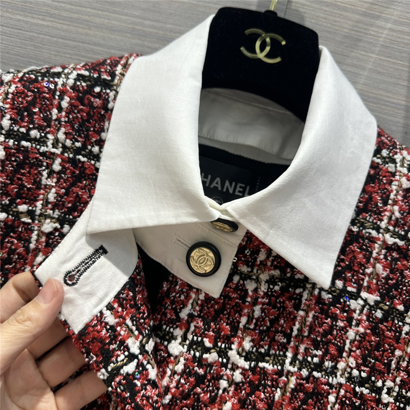 Ch**el contrast shirt collar small jacket