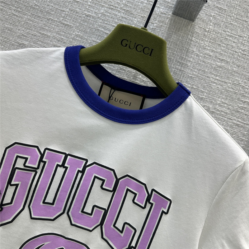 Gucci little flying dragon embroidered logo printed cotton T-shirt
