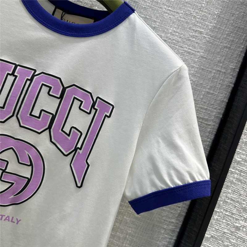 Gucci little flying dragon embroidered logo printed cotton T-shirt