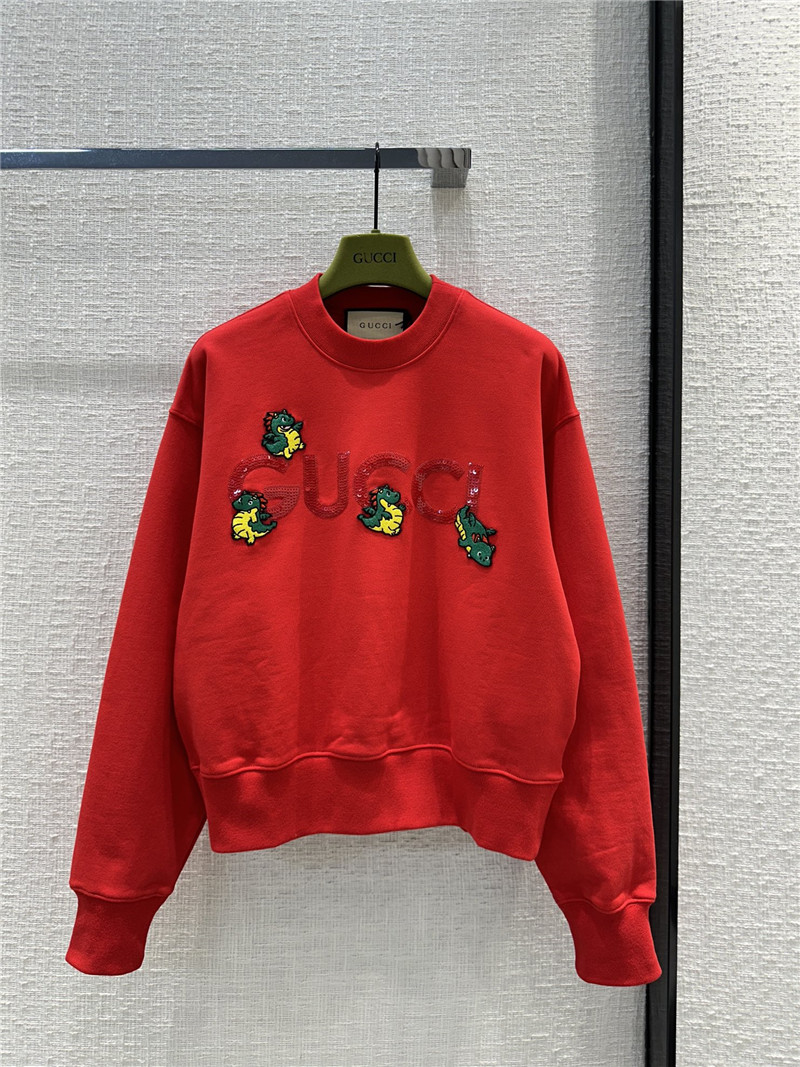 Gvc*1 sequined logo sweatshirt red