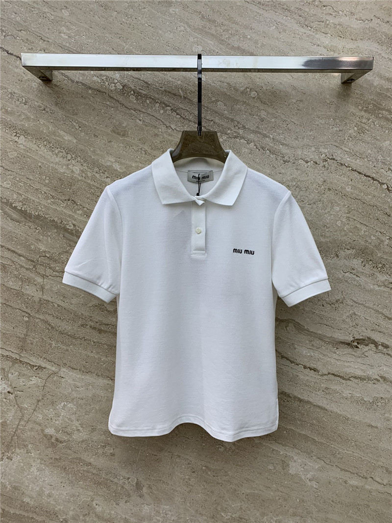 M1um1u logo polo collar short sleeve t-shirt
