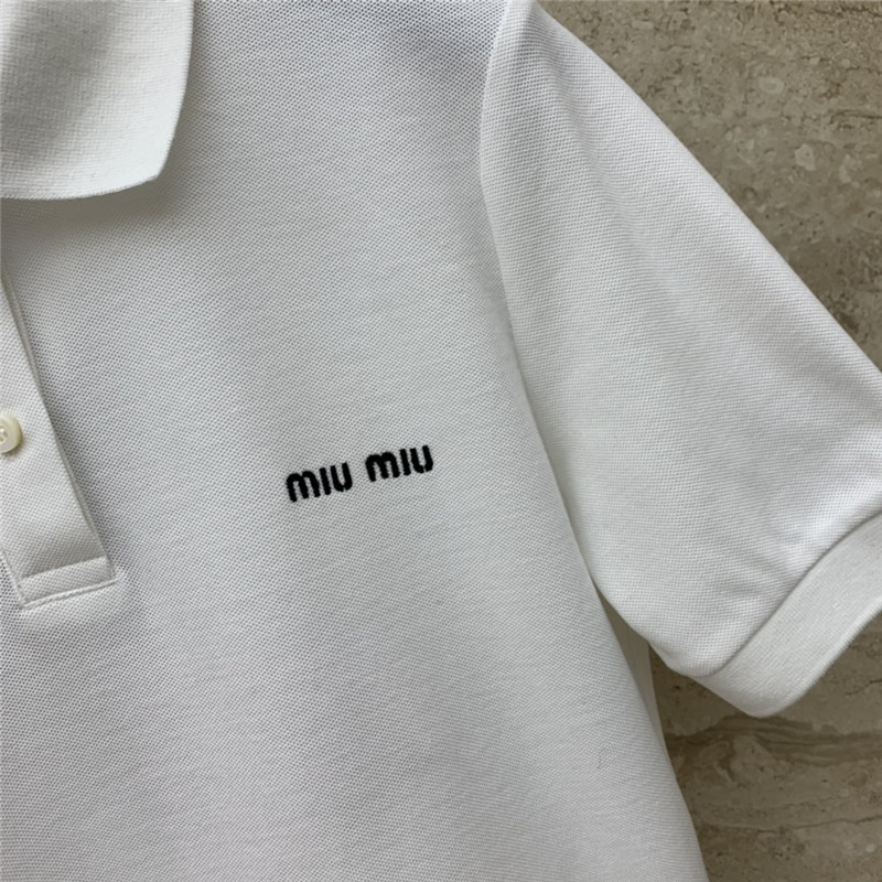 M1um1u logo polo collar short sleeve t-shirt
