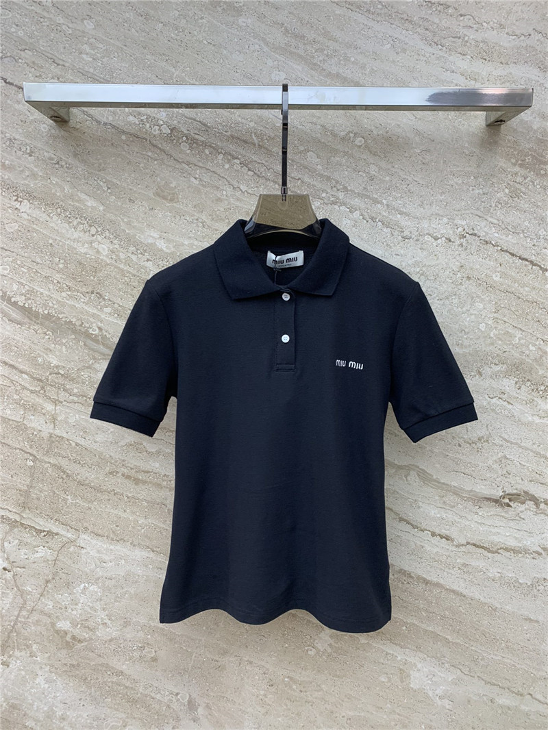 M1um1u logo polo collar short sleeve t-shirt