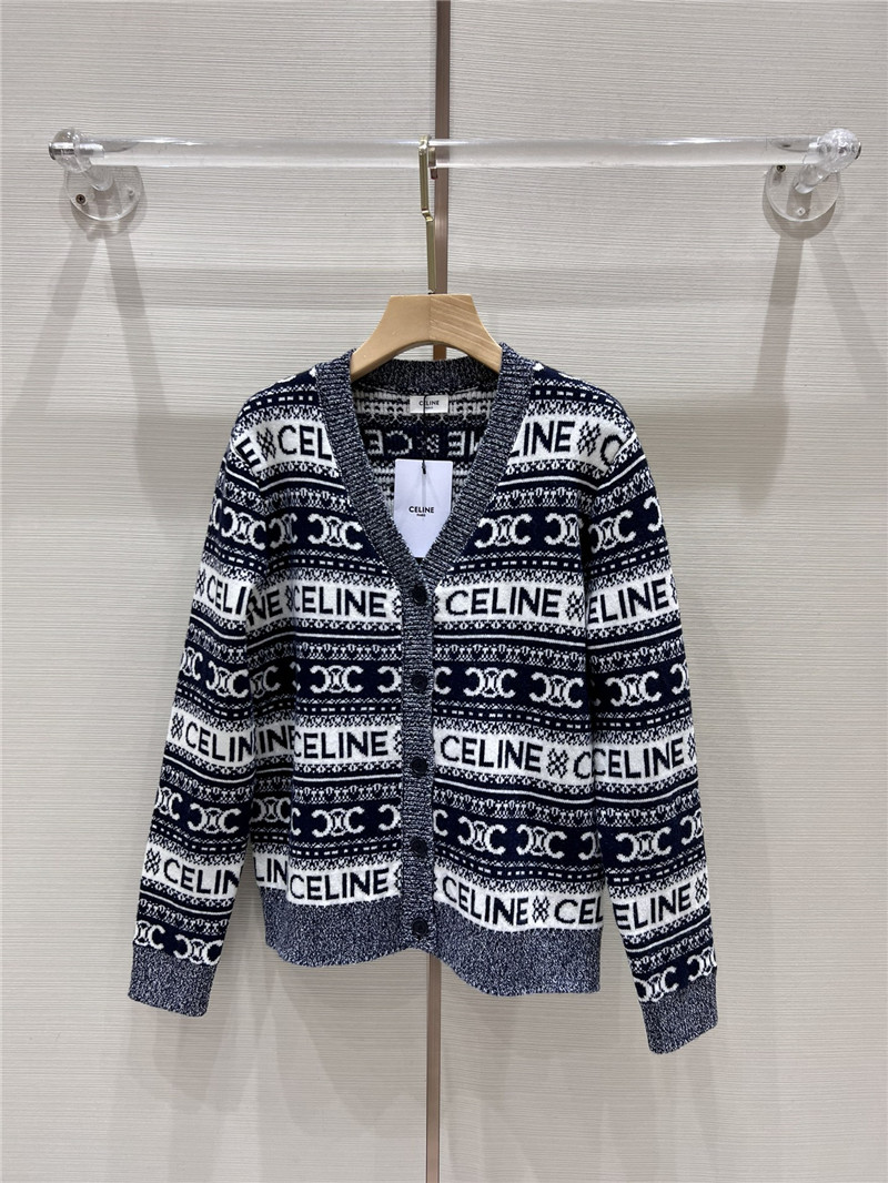 Ce1i*e logo v-neck wool cardigan