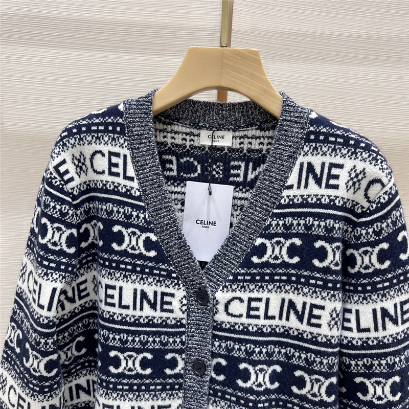 Ce1i*e logo v-neck wool cardigan