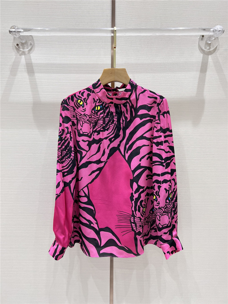 Va1e*ntin0 silk material full digital positioning printed ribbon shirt
