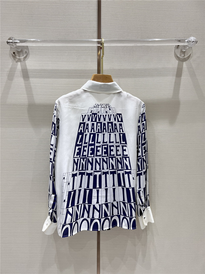 Va1e*ntin0 silk material full digital positioning printed ribbon shirt