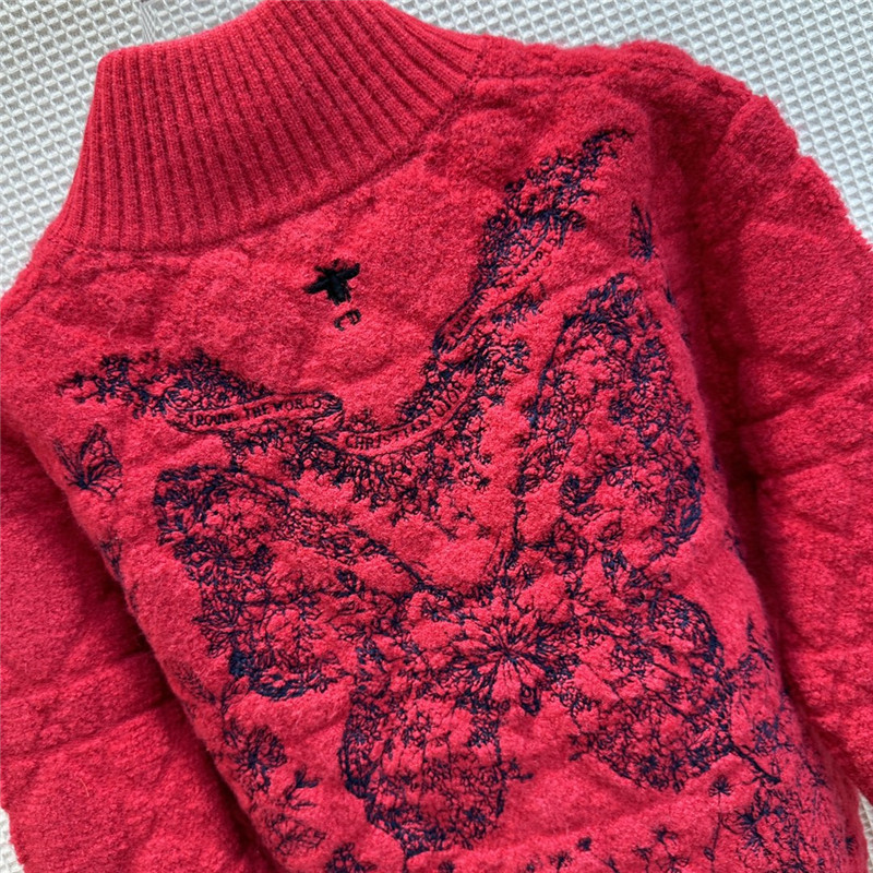 D10r stand collar rhombus butterfly embroidered jacket