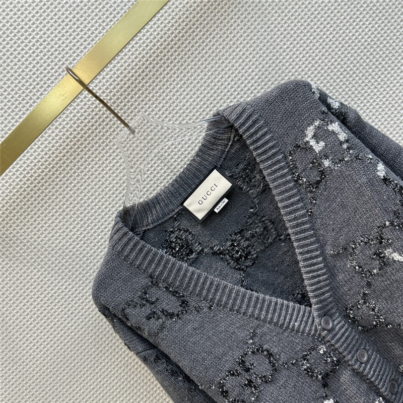 GG Intarsia V-Neck Knitted Cardigan