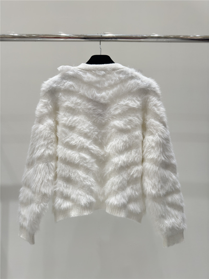 Miu Miu Rhinestone Wool Cardigan White