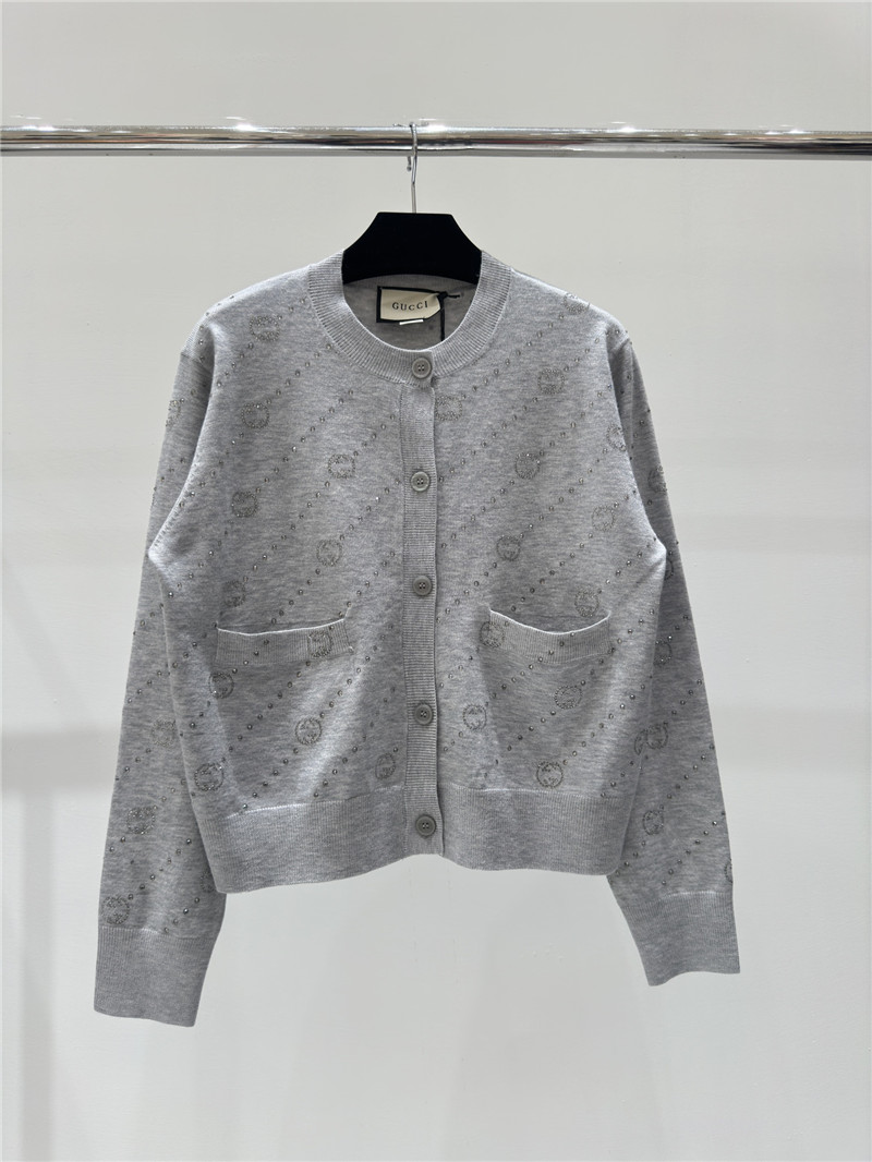 gvc*1 hot D1am0nd logo knitted cardigan grey