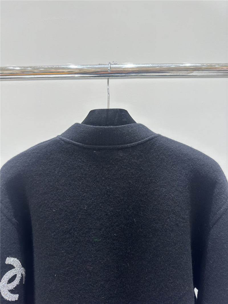 Ch**el contrast letter v-neck knitted cardigan jacket