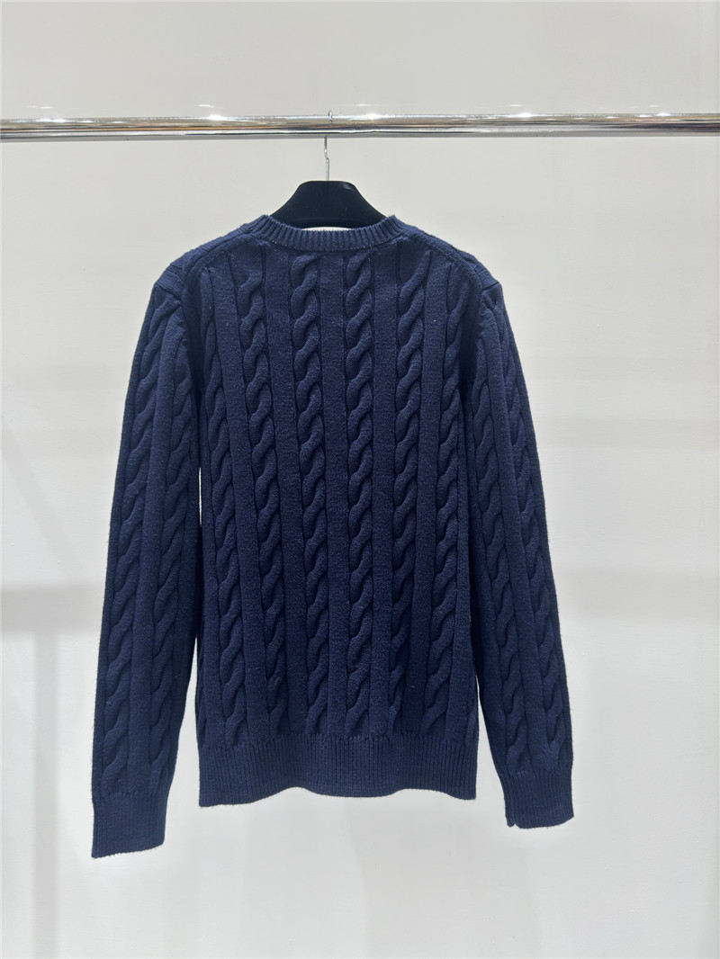 Pra*a logo pocket twist knit sweater navy