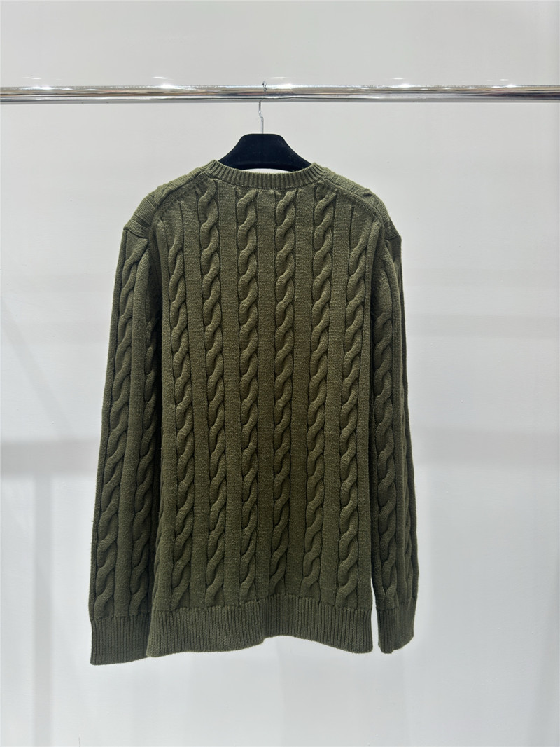 Pra*a logo pocket twist knit sweater green