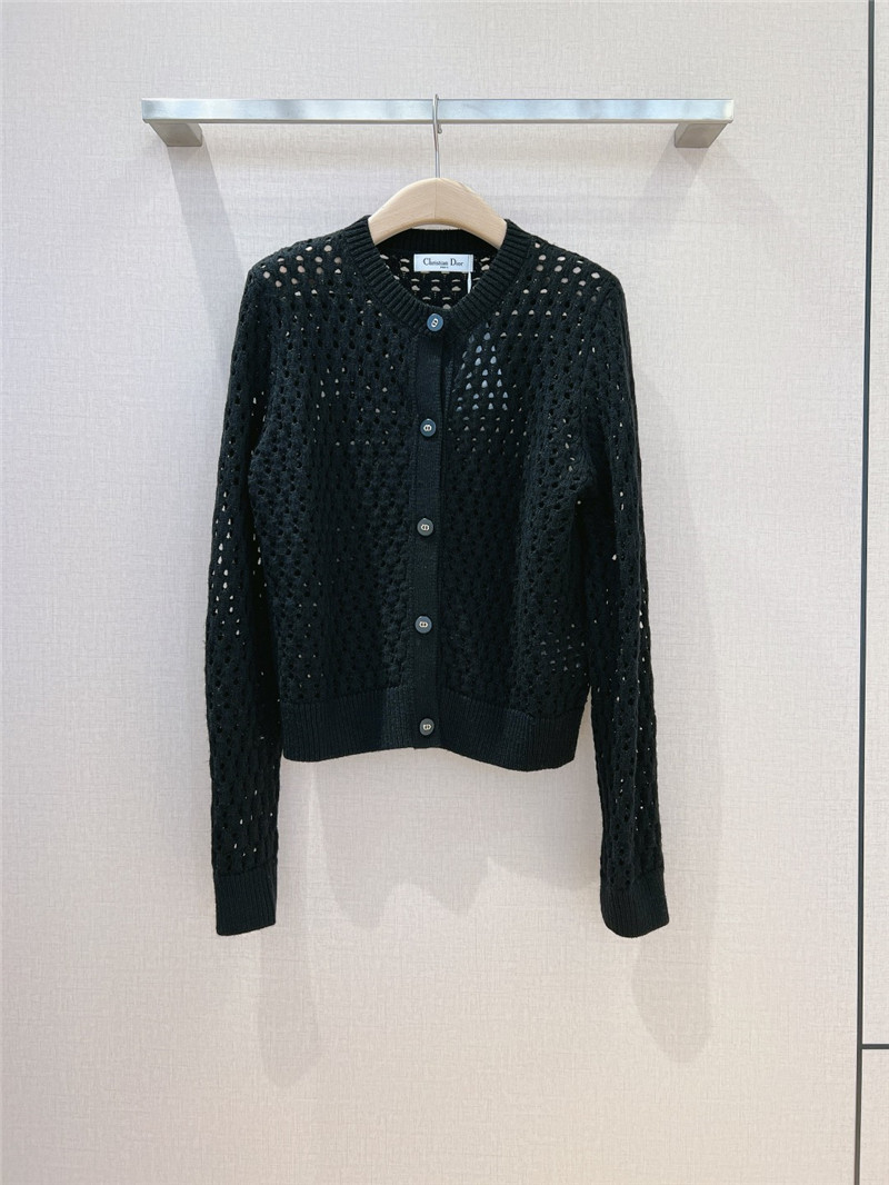 D10r hollow solid color cardigan in black