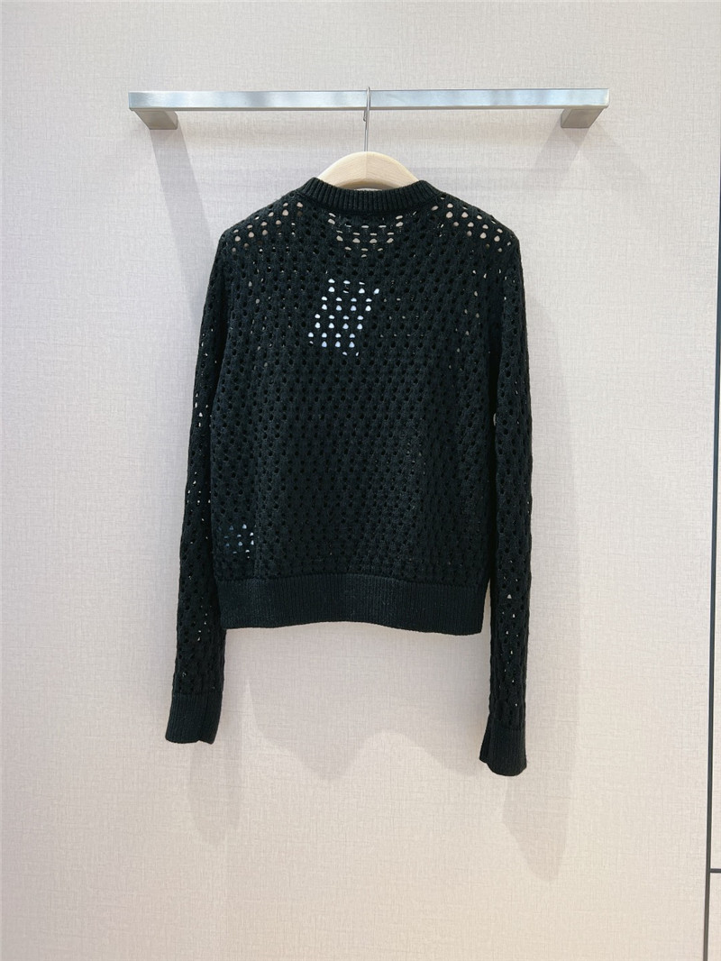 D10r hollow solid color cardigan in black