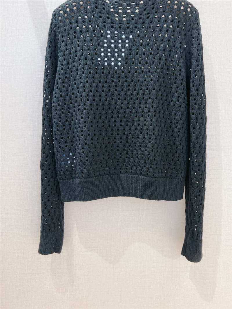 D10r hollow solid color cardigan in black