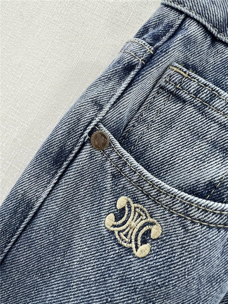 Ce1i*e new arc de triomphe printed logo straight jeans