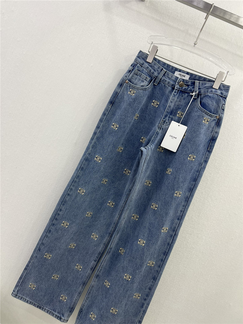 Ce1i*e new arc de triomphe printed logo straight jeans