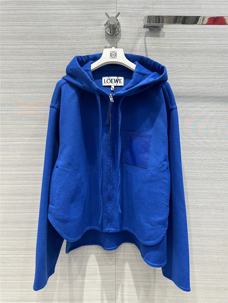 L0ew* hooded leather cashmere jacket