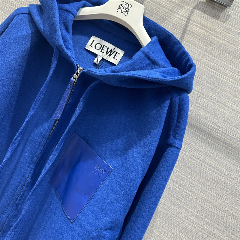 L0ew* hooded leather cashmere jacket