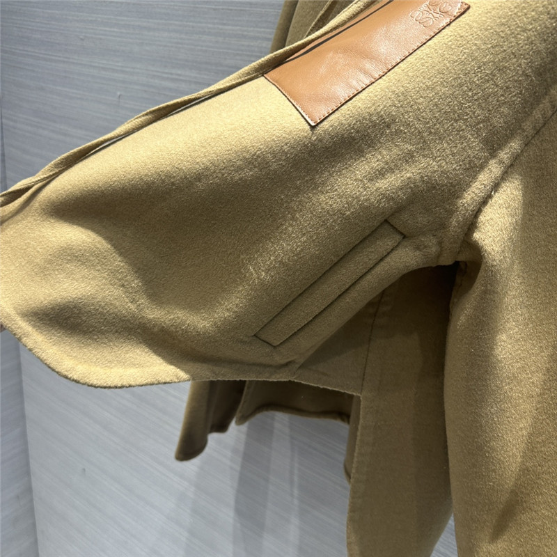 L0ew* hooded leather cashmere jacket