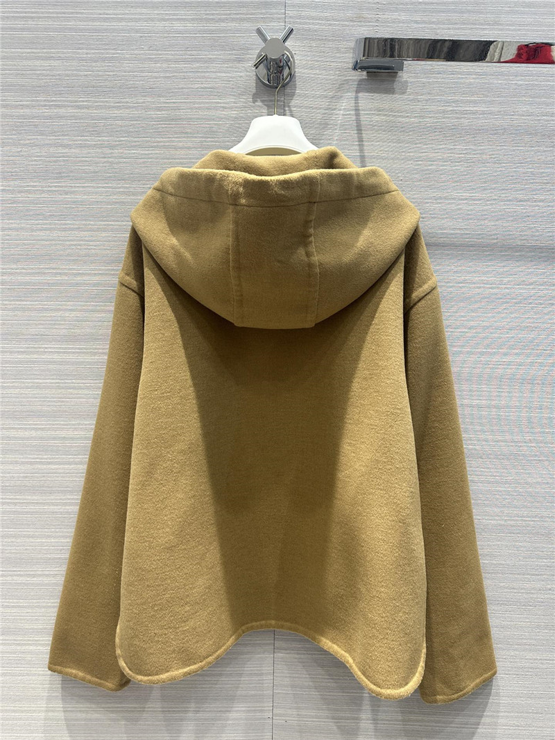 L0ew* hooded leather cashmere jacket
